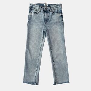 Kensie Jeans Allie High Rise Slim Straight Light Wash Frayed Hem 8/29 Crop boho